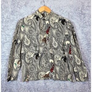 Vtg 100% Silk Top Pogia by d Polimeni Toile Hunting Field Fowl Dark Academia 4